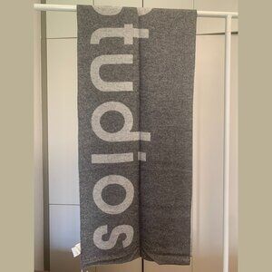 Acne Studios Oversized Logo Wool Blend Scarf – Gray